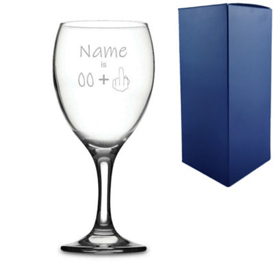  - Personalised Engraved Funny Wine Glass Name Age Plus 1 Design