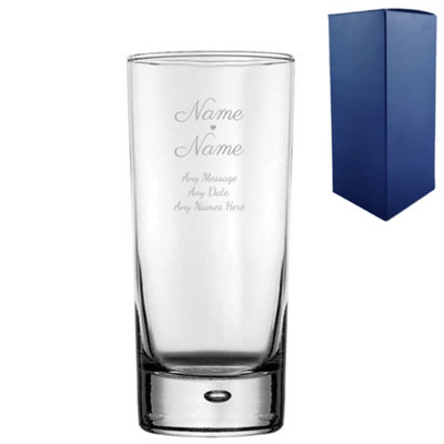  - Personalised Engraved Wedding Bubble Hiball Glass Gift Boxed