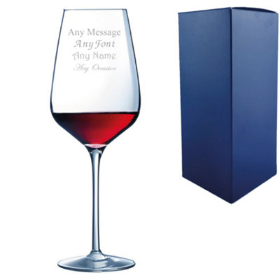  - Personalised Engraved Sublym Large 550Ml Crystal Wine Glass Gift Boxed