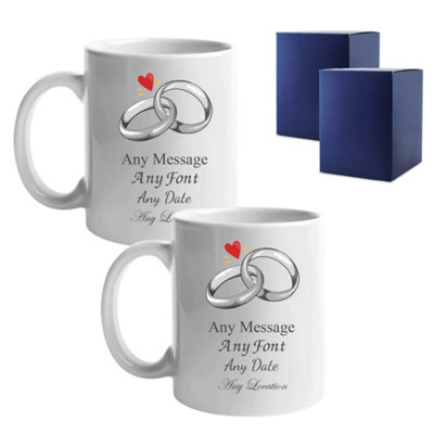  - Personalised Wedding Rings Mug Set 11Oz 312Ml Mugs