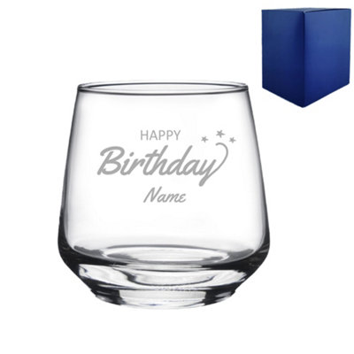  - Personalised Engraved Happy Birthday Tallo Tumbler Glass