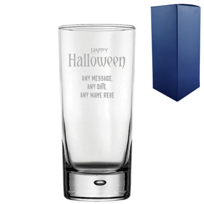  - Personalised Engraved Happy Halloween Bubble Hiball Glass