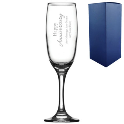  - Personalised Engraved Happy Anniversary Handwritten 7.5Oz Imperial Champagne Glass