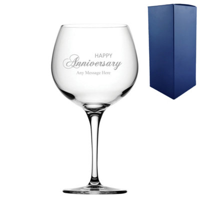  - Personalised Engraved Anniversary Gin Balloon Glass Gift Boxed
