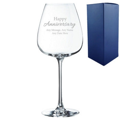  - Personalised Happy Anniversary Handwritten Design 12Oz Cepages Wine Glass