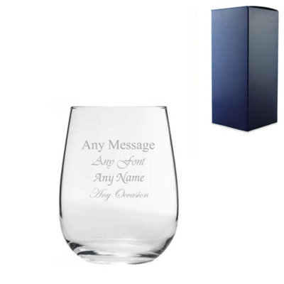  - Engraved 475Ml Corto Stemless Wine Glass Gift Box