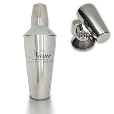  - Personalised Cocktail Queen Design Stainless Steel Engraved Shaker 800Ml
