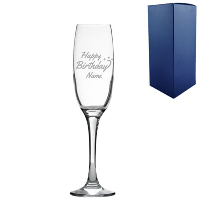  - Personalised Engraved Happy Birthday Champagne Flute Gift Boxed