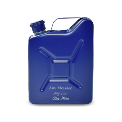  - Personalised Engraved Blue Jerry Can Hip Flask