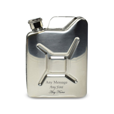  - Personalised Engraved Silver Jerry Can Hip Flask