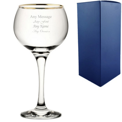  - Personalised Engraved 19.7Oz Gold Rim Ambassador Gin Balloon Glass