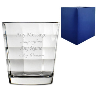  - Personalised Engraved 240Ml Cube Whiskey Glass With Gift Box