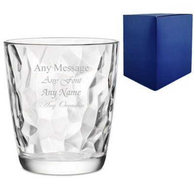  - Personalised Engraved 300Ml Diamond Whisky Glass Gift Box