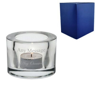  - Personalised Engraved Chunky Clear Tealight Holder