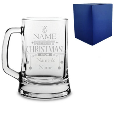  - Personalised Engraved Merry Christmas Design Tankard Tankard