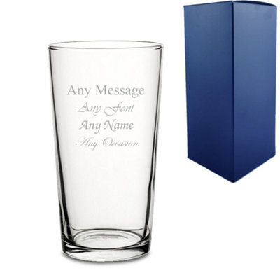  - Personalised Engraved Conical Pint Glass Wedding Pint Birthday Message