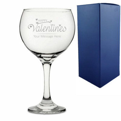  - Personalised Engraved Happy Valentine's Design Gin Balloon Glass