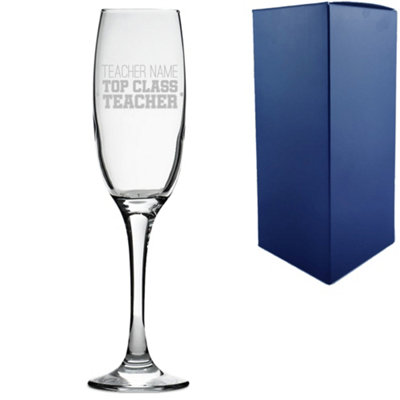  - Personalised Engraved Top Class Teacher Design Champagne Flute