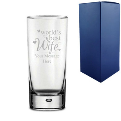 - Personalised Engraved World's Best Wife Design Cocktail Hiball Glass