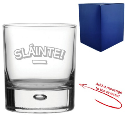  - Personalised Engraved Whisky Glass With Slainte Design And Reverse Message