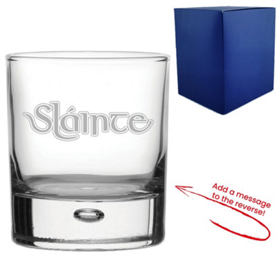  - Personalised Engraved Whisky Glass With Slainte Celtic Design And Reverse Message