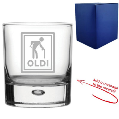  - Personalised Engraved Whisky Glass With Oldi Design And Message On Reverse