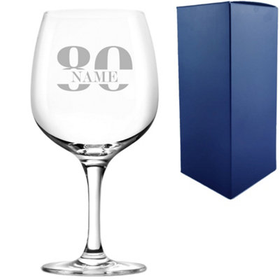  - Personalised Engraved Spanish Gin Copa Balloon Cocktail Glass Name 80 Design