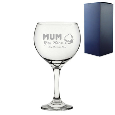  - Personalised Engraved Mum You Rock Design 22.5Oz Gin Glass