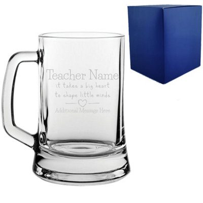  - Personalised Engraved Teacher Tankard A Big Heart Shapes Little Minds Design