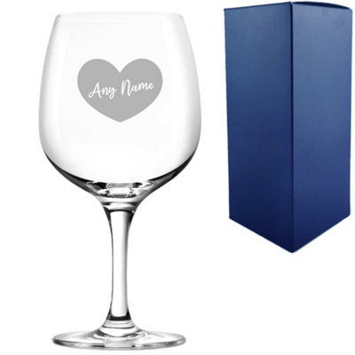  - Personalised Engraved Spanish Gin Copa Balloon Cocktail Glass Heart Design