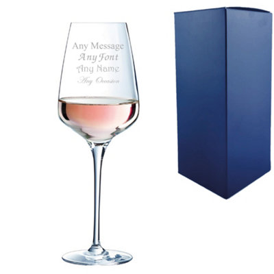  - Personalised Engraved Sublym Crystal Wine Glass 350Ml Gift Boxed