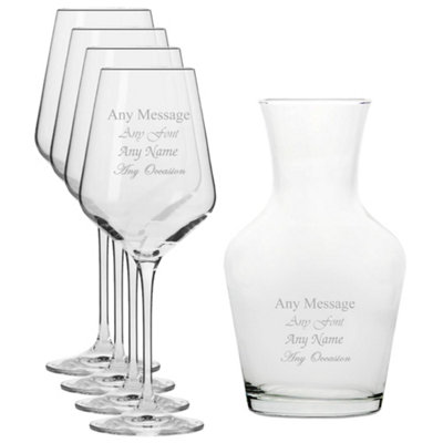  - Personalised Engraved Infinity Glass Wine Glasses Set With 500Ml Vin Carafe