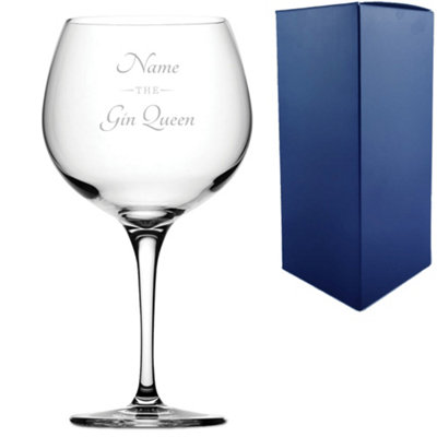  - Personalised Primeur Balloon Engraved Cocktail Glass The Gin Queen Design 680Ml