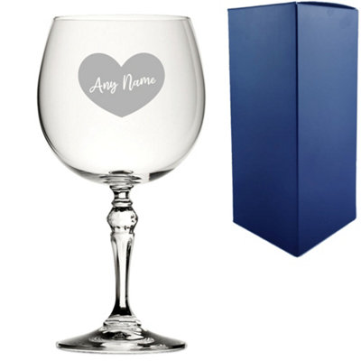  - Personalised Engraved Crystal Gin And Tonic Cocktail Glass Heart Design
