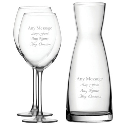  - Personalised Enoteca Contemporary Glass And Crystal Carafe Set 2 550Ml