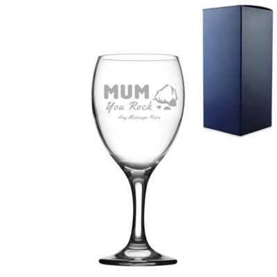  - Personalised Engraved Mum You Rock Design 12Oz Wine Glass
