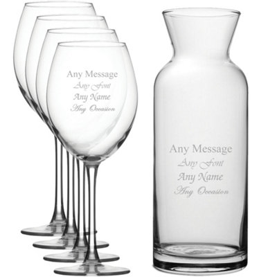  - Personalised Engraved Glass Enoteca Wine Glasses And Village Carafe 550Ml