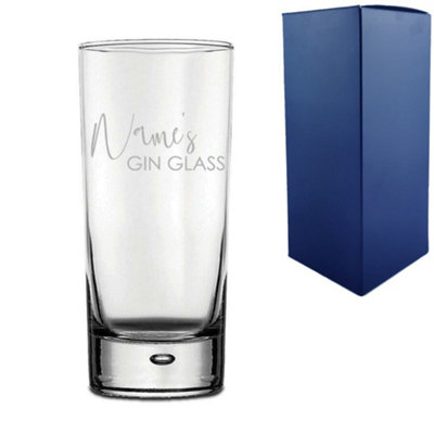  - Personalised Engraved Bubble Hiball Gin Glass Design