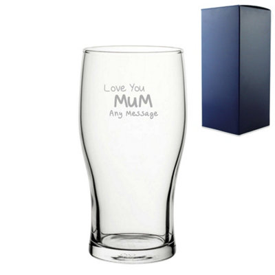  - Personalised Engraved 20Oz Pint Glass With Love You Mum Design
