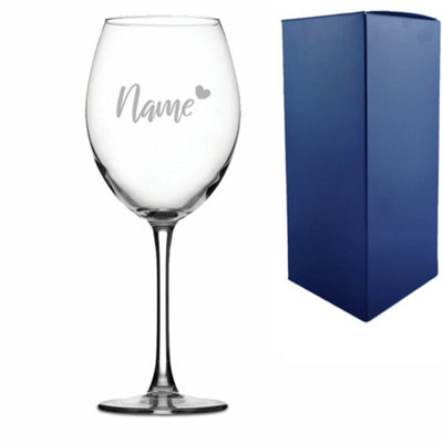  - Personalised Enoteca Wine Glass With Heart Design Engraving