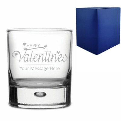  - Personalised Engraved Whisky Tumbler With Happy Valentine's Design