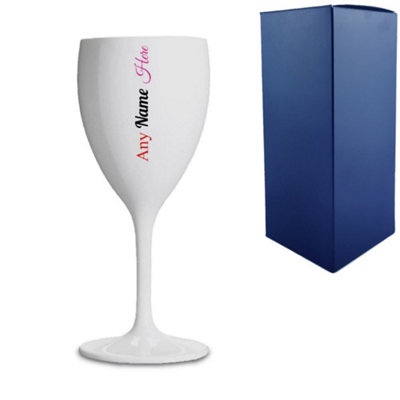  - Personalised Plastic White Wine Glass With Gift Box