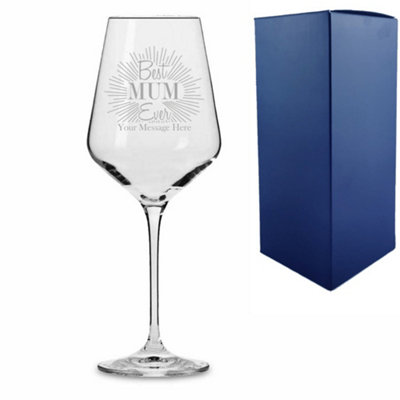  - Personalised Engraved Infinity Best Mum Ever Design Wine Glass
