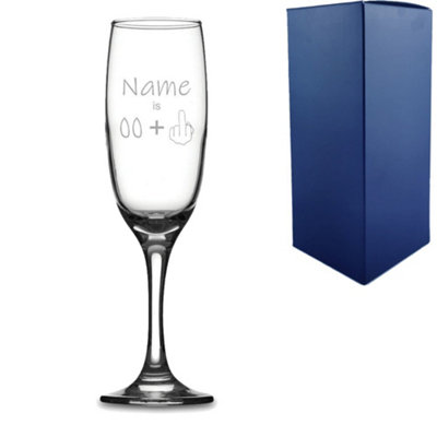  - Personalised Engraved Funny Name Age Plus 1 Design Champagne Flute