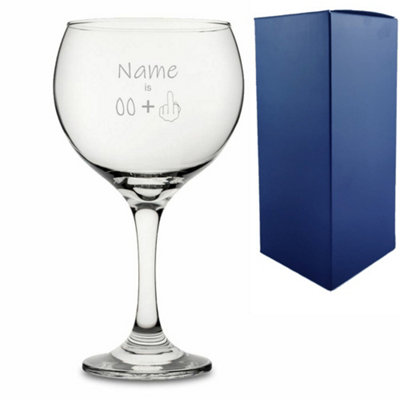  - Personalised Funny Gin Balloon Cocktail Glass Name Age Plus One Design