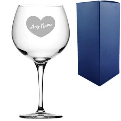  - Personalised Engraved Primeur Gin Balloon Cocktail Glass Heart Design
