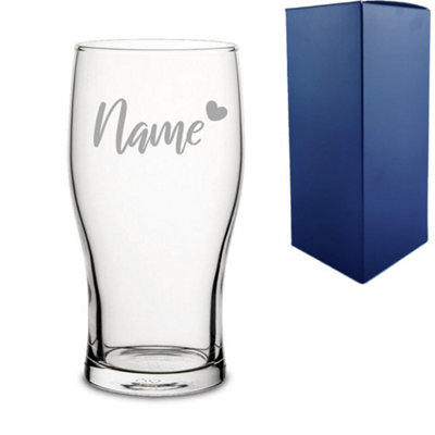  - Personalised Engraved Name And Heart Design Pint Glass