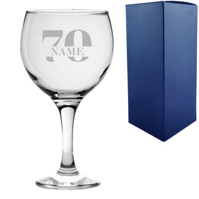  - Personalised Engraved Gin Balloon Cocktail Glass Name 70 Design