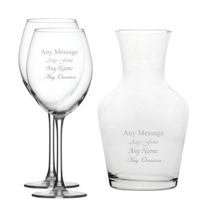  - Personalised Enoteca Wine Glasses And 1 Litre Vin Carafe Set