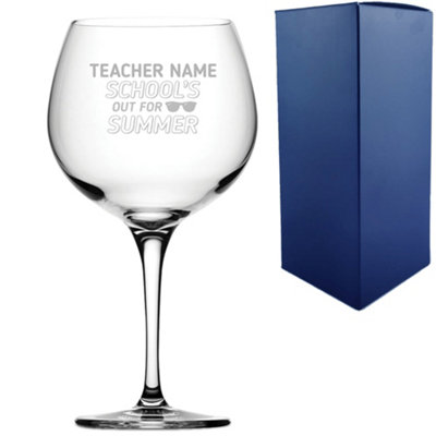  - Personalised Engraved School's Out For Summer Teacher Gin Glass